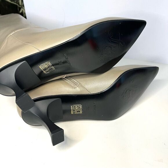 Free People Rocky Slouch Knee High Leather Boots Nickel Gray Taupe Size 7.5 NIB - Picture 11 of 13